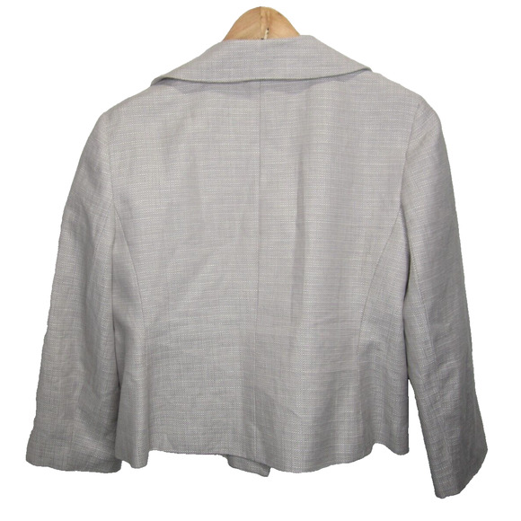 Ann Taylor Blazer Size 6 Small Linen Blend Gray Tweed Lightweight Career Jacket - Picture 2 of 12